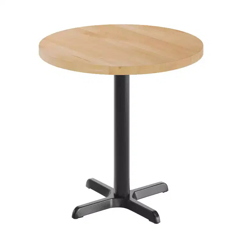 Flash Furniture Bennett Round Solid Wood Commercial Indoor Tabletop with 22 x 22 Table Height Rust-Resistant Cast Iron X-Base