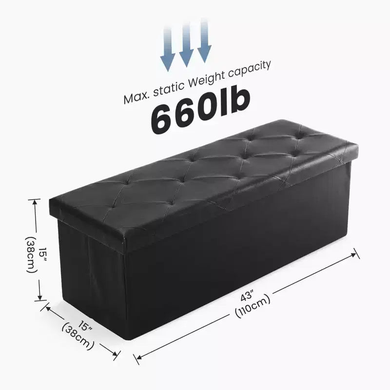 Panca Contenitore Pieghevole Marrone/Nero, 1 Posto, 76 cm e 109 cm