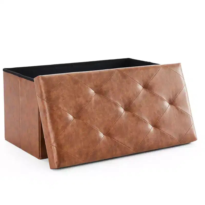 Panca Contenitore Pieghevole Marrone/Nero, 1 Posto, 76 cm e 109 cm