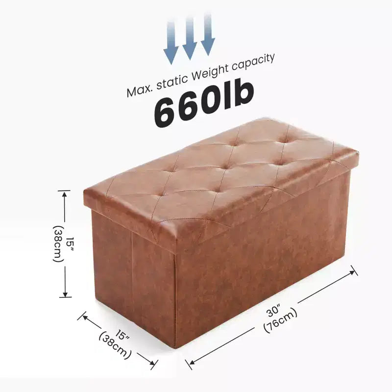 Panca Contenitore Pieghevole Marrone/Nero, 1 Posto, 76 cm e 109 cm
