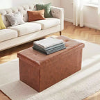MAYEERTY 43in Foldable Storage Ottoman Foot Rest Stool Synthetic Leather Thicker Foam Seat