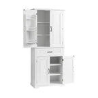 Mobile Contenitore Alto a Colonna Indipendente con 4 Ante e Cassetto, Nero/Grigio/Bianco, Singolo