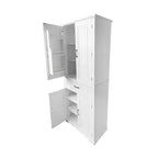 Mobile Contenitore Alto a Colonna Indipendente con 4 Ante e Cassetto, Nero/Grigio/Bianco, Singolo
