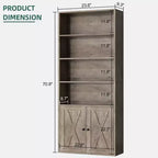 Libreria industriale a 6 ripiani con ante, nero/grigio/bianco, alta 180 cm, da terra, singola