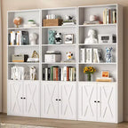 Libreria industriale a 6 ripiani con ante, nero/grigio/bianco, alta 180 cm, da terra, singola