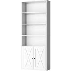 Libreria industriale a 6 ripiani con ante, nero/grigio/bianco, alta 180 cm, da terra, singola