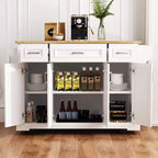 Carrello da cucina con isola pieghevole grigio+blu/bianco con 4 ruote, 3 cassetti e 2 ante