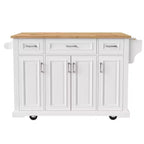 Carrello da cucina con isola pieghevole grigio+blu/bianco con 4 ruote, 3 cassetti e 2 ante