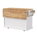 Carrello da cucina con isola pieghevole grigio+blu/bianco con 4 ruote, 3 cassetti e 2 ante