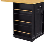 Carrello da Cucina/Isola Rotante Nero/Grigio-Blu/Bianco con Anta a Ribalta, Presa di Corrente e 5 Ruote, Montaggio da 1 Persona