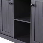Carrello da Cucina/Isola Rotante Nero/Grigio-Blu/Bianco con Anta a Ribalta, Presa di Corrente e 5 Ruote, Montaggio da 1 Persona