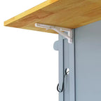 Carrello da Cucina/Isola Rotante Nero/Grigio-Blu/Bianco con Anta a Ribalta, Presa di Corrente e 5 Ruote, Montaggio da 1 Persona