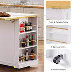 Carrello da Cucina/Isola Rotante Nero/Grigio-Blu/Bianco con Anta a Ribalta, Presa di Corrente e 5 Ruote, Montaggio da 1 Persona