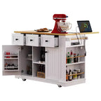 Carrello da Cucina/Isola Rotante Nero/Grigio-Blu/Bianco con Anta a Ribalta, Presa di Corrente e 5 Ruote, Montaggio da 1 Persona