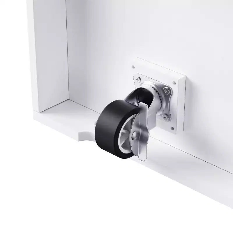 Carrello da Cucina/Isola Rotante Nero/Grigio-Blu/Bianco con Anta a Ribalta, Presa di Corrente e 5 Ruote, Montaggio da 1 Persona