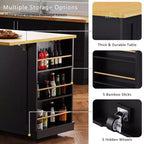 Carrello da Cucina/Isola Rotante Nero/Grigio-Blu/Bianco con Anta a Ribalta, Presa di Corrente e 5 Ruote, Montaggio da 1 Persona
