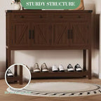 Credenza a buffet moderna coloniale marrone/bianca con 4 ante, 2 cassetti e ripiano aperto