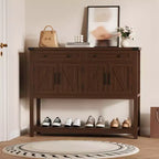 Sideboard Buffet Cabinet, Modern Farmhouse Coffee Bar Cabinet w/4 Doors, 2 Drawers & an Open Shelf, Wooden Console Table for Kitchen, Living Room