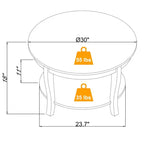 Tavolino rotondo a 2 ripiani noce/bianco per 1