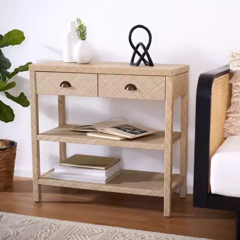 Console in Beige e Oro, Rettangolare, 1 Pezzo