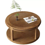 Tavolino rotondo a 2 ripiani in legno da 31,5" con ripiano portaoggetti – Nero / Marrone / Naturale