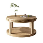 Tavolino rotondo a 2 ripiani in legno da 31,5" con ripiano portaoggetti – Nero / Marrone / Naturale