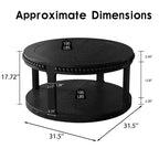 Tavolino rotondo a 2 ripiani in legno da 31,5" con ripiano portaoggetti – Nero / Marrone / Naturale