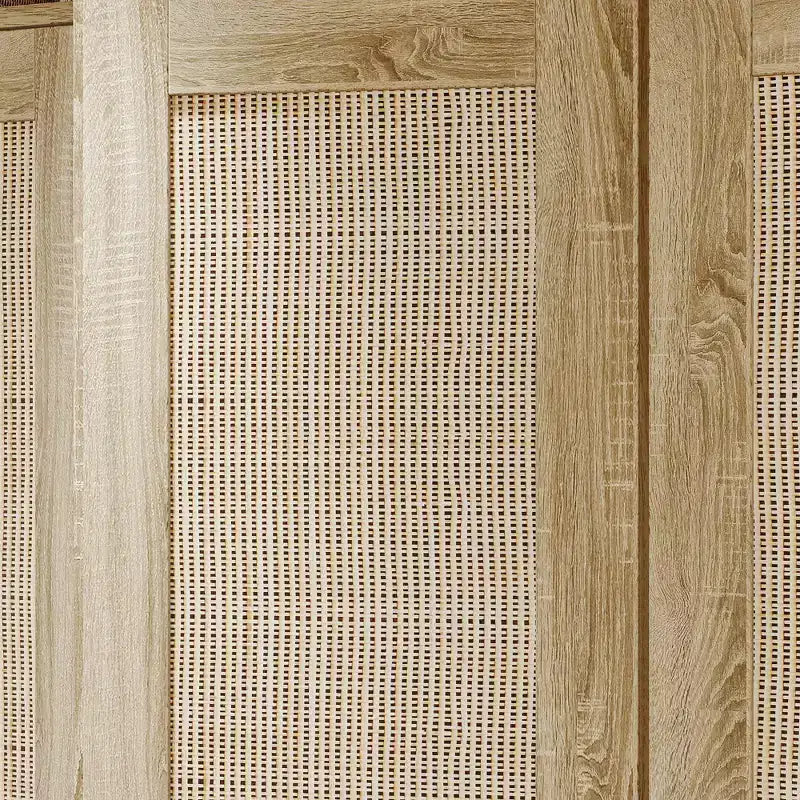 Armadio guardaroba in rovere con ante in rattan – 8 ante, 8 cassetti, per adulti