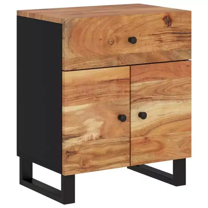 Comodino in legno marrone/chiaro con cassetto, 1 persona