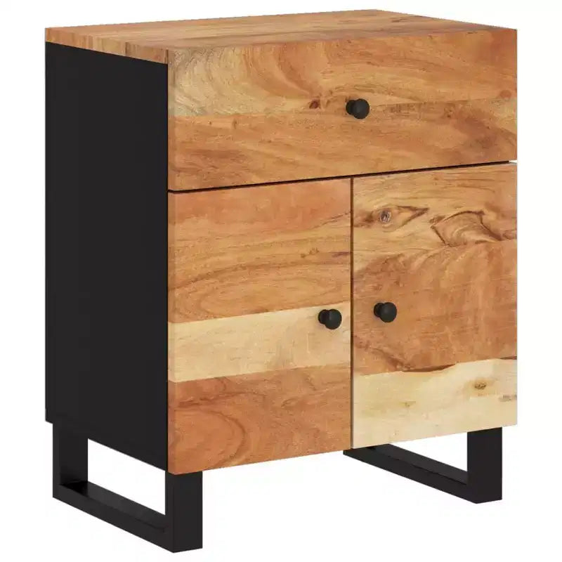 Comodino in legno marrone/chiaro con cassetto, 1 persona