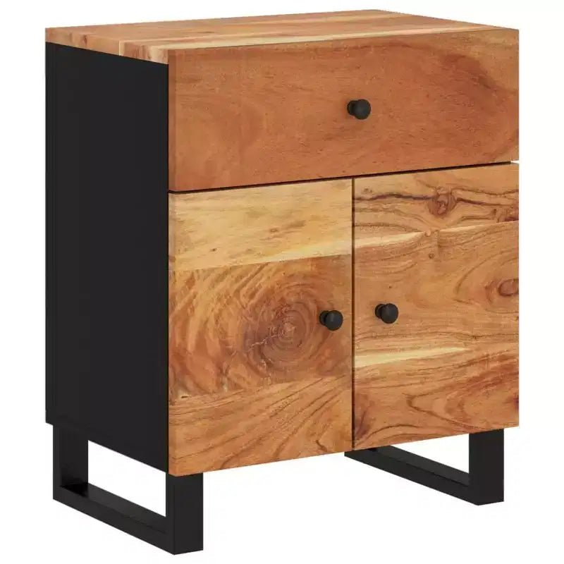 Comodino in legno marrone/chiaro con cassetto, 1 persona