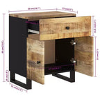 Comodino in legno marrone/chiaro con cassetto, 1 persona