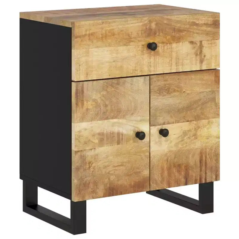 Comodino in legno marrone/chiaro con cassetto, 1 persona