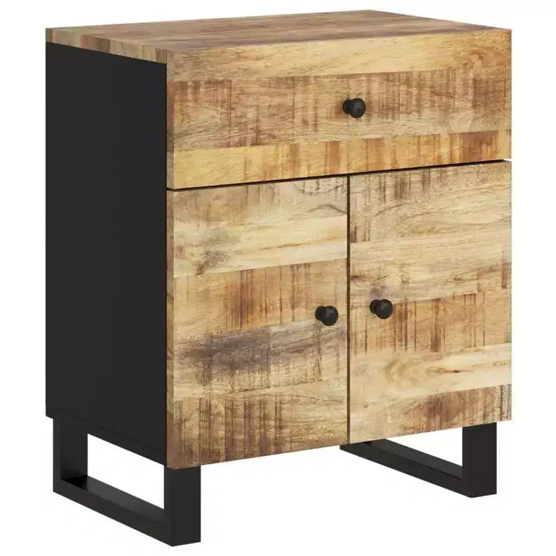 Comodino in legno marrone/chiaro con cassetto, 1 persona