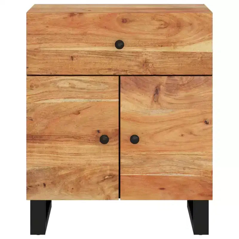 Comodino in legno marrone/chiaro con cassetto, 1 persona