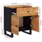Comodino in legno marrone/chiaro con cassetto, 1 persona
