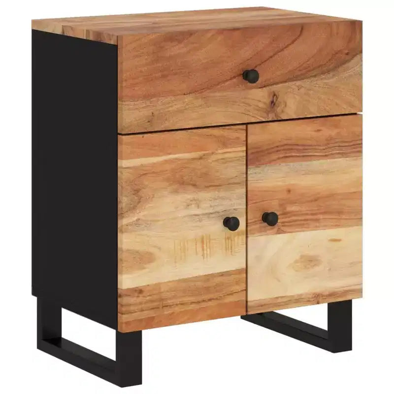Comodino in legno marrone/chiaro con cassetto, 1 persona