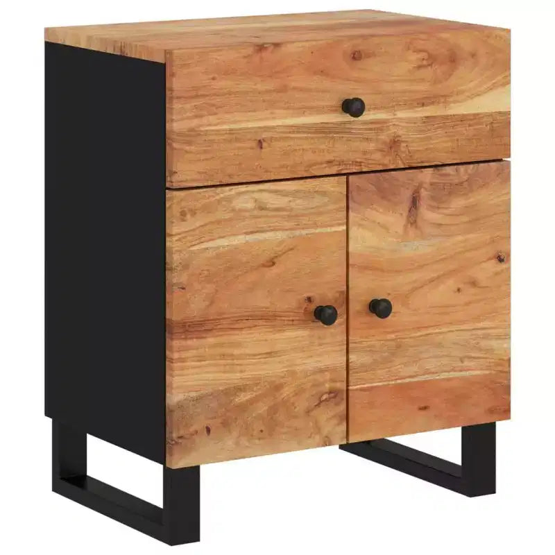 Comodino in legno marrone/chiaro con cassetto, 1 persona