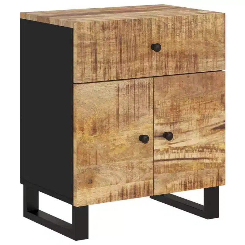 vidaXL Bedside Cabinet Natural wood and black