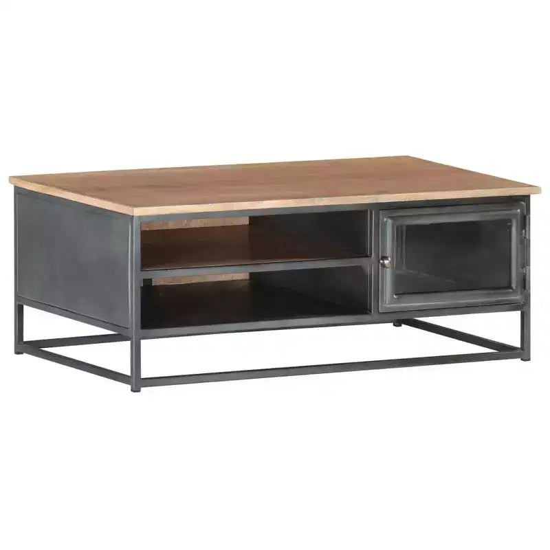 vidaXL Coffee Table Gray 35.4x19.7x13.8 Solid Acacia Wood