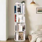 Libreria girevole a 360° a 4 ripiani, marrone/bianco, per bambini e adulti