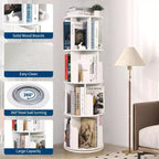 Libreria girevole a 360° a 4 ripiani, marrone/bianco, per bambini e adulti