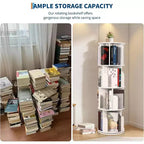 Libreria girevole a 360° a 4 ripiani, marrone/bianco, per bambini e adulti