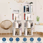 Libreria girevole a 360° a 4 ripiani, marrone/bianco, per bambini e adulti