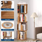 Libreria girevole a 360° a 4 ripiani, marrone/bianco, per bambini e adulti