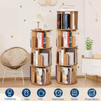 Libreria girevole a 360° a 4 ripiani, marrone/bianco, per bambini e adulti