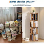 Libreria girevole a 360° a 4 ripiani, marrone/bianco, per bambini e adulti
