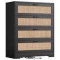 4-Drawer Rattan-Woven Chest with Power Outlet (MDF+PB)