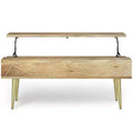 Large Bissell Lift Top Coffee Table Natural - WyndenHall: Mid-Century Modern, Mango Wood, Brass Frame, 160lb Capacity