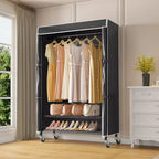 Appendiabiti singolo/mono su rotelle nero/grigio con copertura antipolvere, autoportante